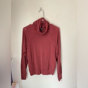 PrAna Maroon and Blue Pinstripe Cowlneck Long Sleeve Size XS